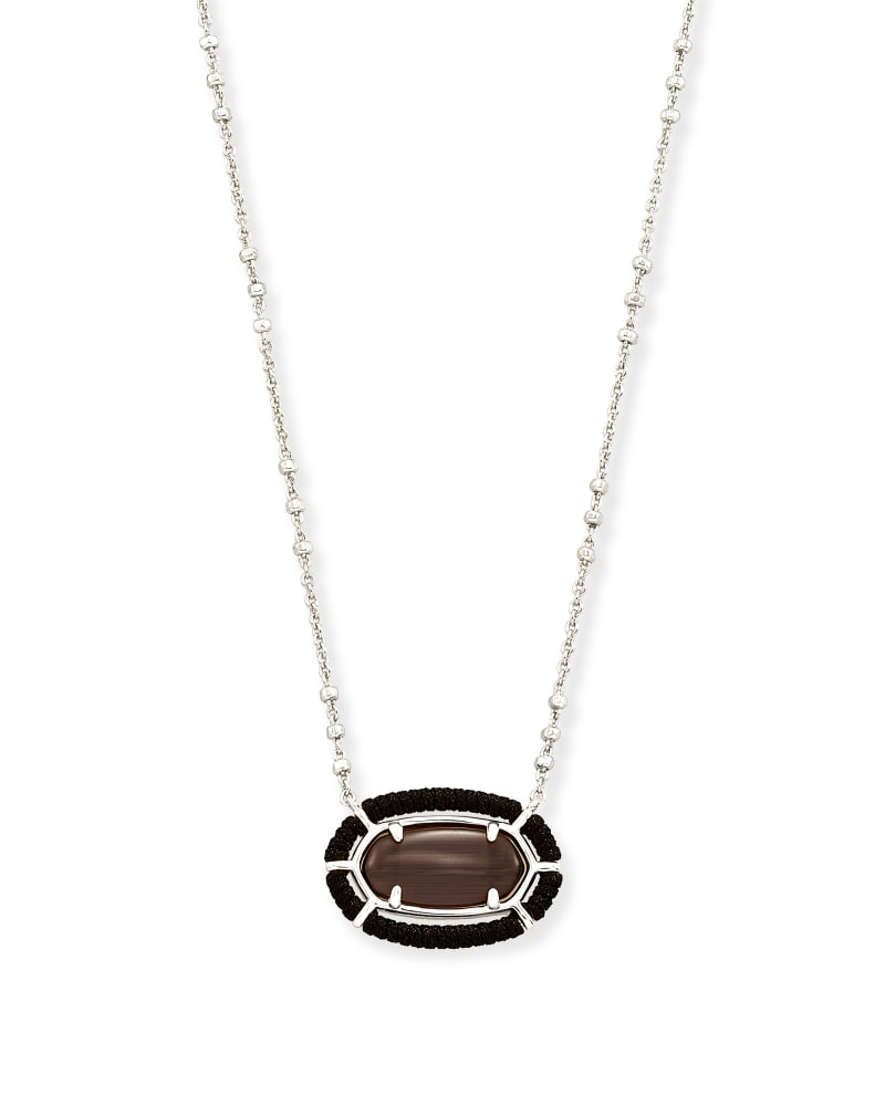 Threaded Elisa Silver Pendant Necklace in Black Cat's Eye image number 0